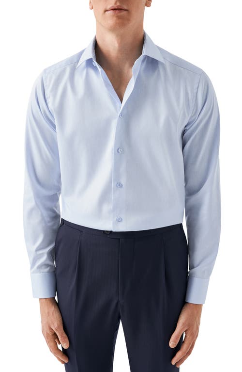 Contemporary Fit Solid Blue Twill Dress Shirt in Lt/Pastel Blue