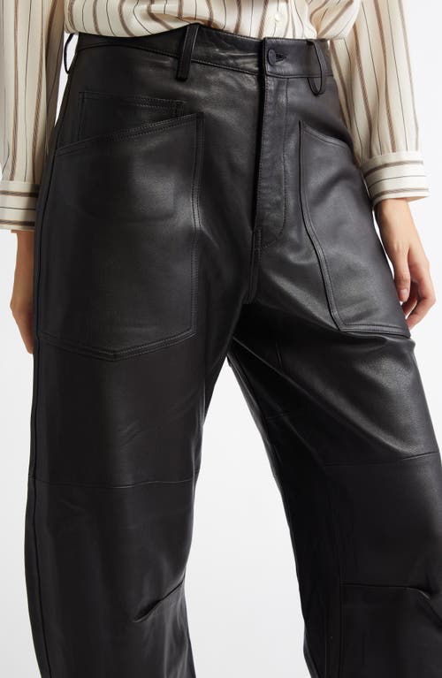 Nili Lotan Shon Barrel Leather Pants In Black