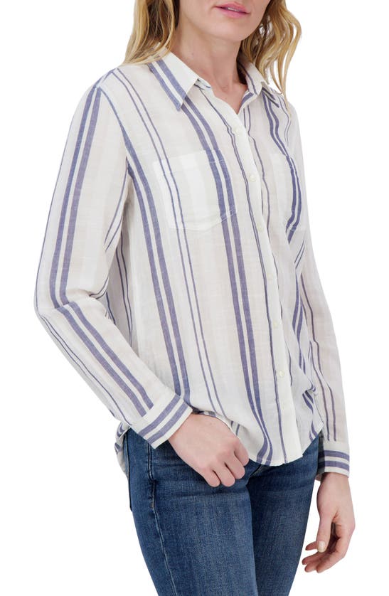 Shop Lucky Brand Stripe Long Sleeve Button-up Shirt In Blue Stripe