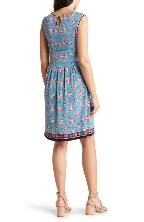 Shop Chelsea And Theodore Border Print Dress In Blue/red Floral