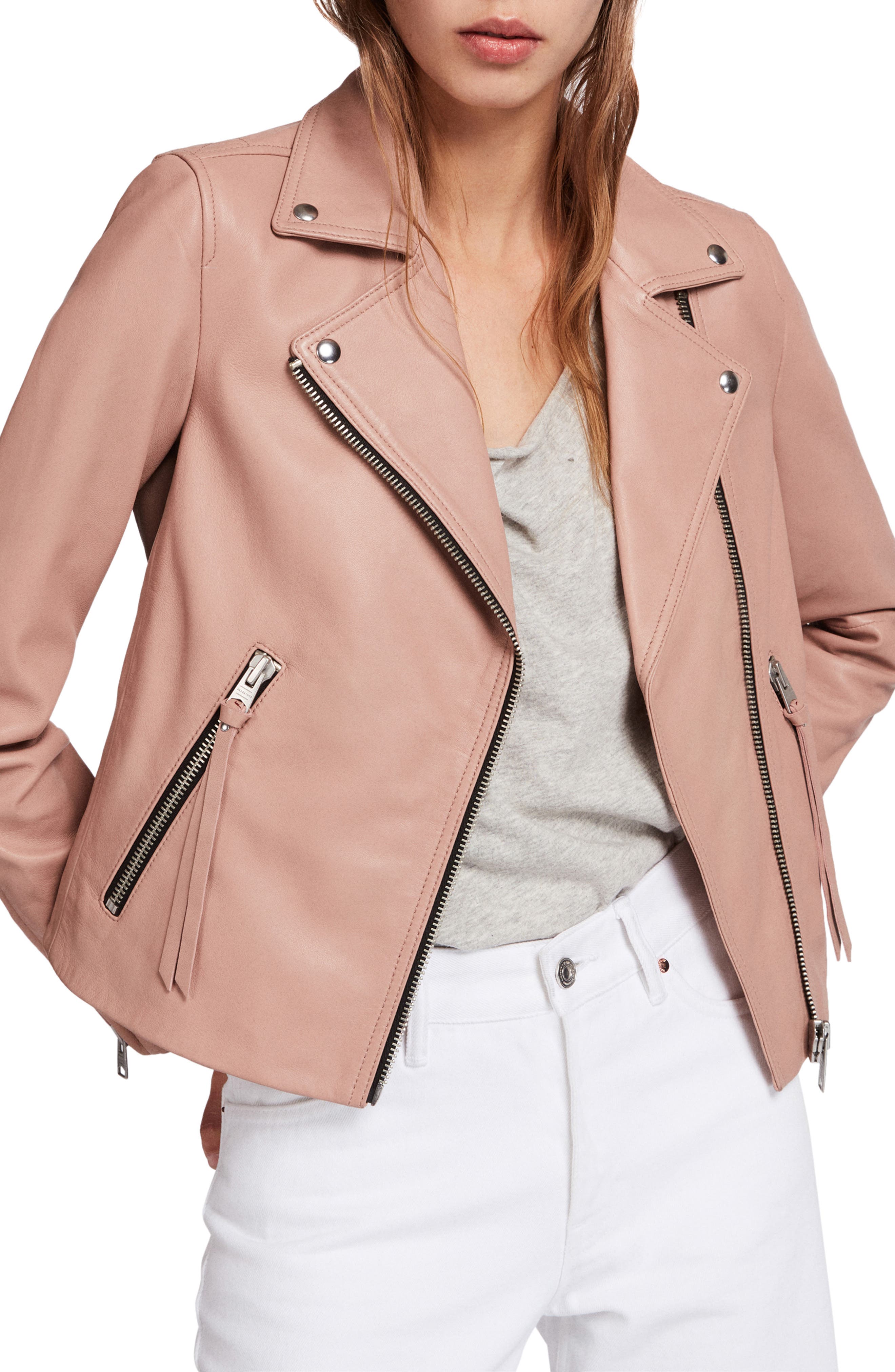 Kate Hot Pink Ladies Women's Biker Style Fashion Retro Real Sheep Leather Jacket 