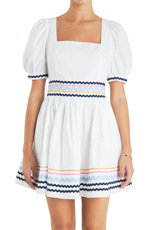 English Factory Rickrack Trim Fit & Flare Minidress In White