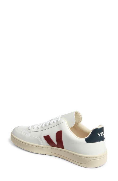 Veja Extra White Marsala And Navy Leather V - 12 Sneakers In Extra White/marsala/nautico