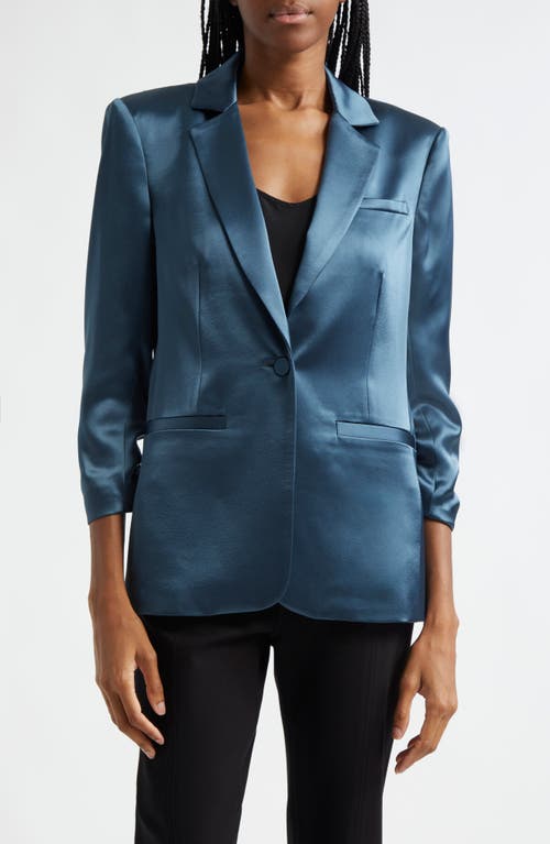 Shop Cinq À Sept Khloe Satin Blazer In Nightfall