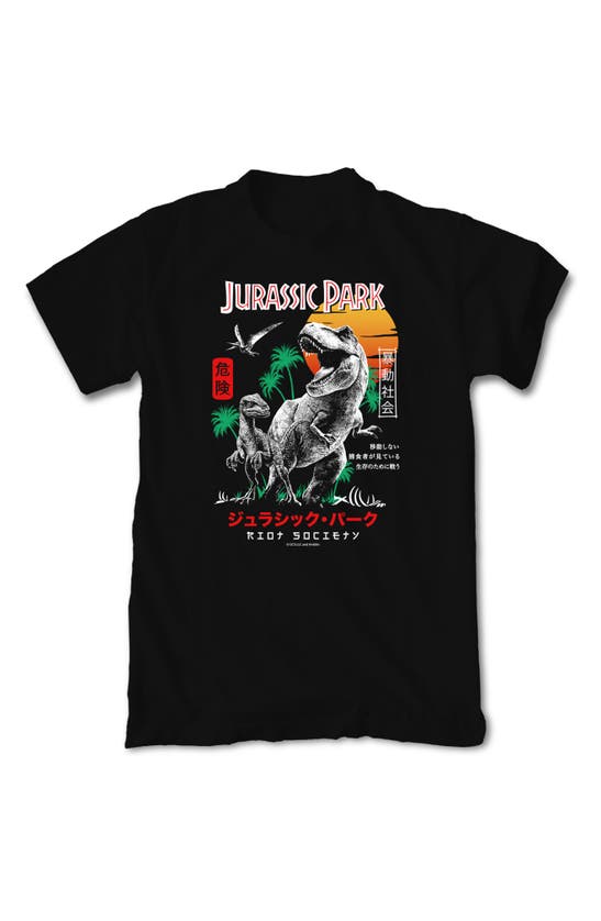 Shop Riot Society Jurassic Park Kanji Graphic T-shirt In Black