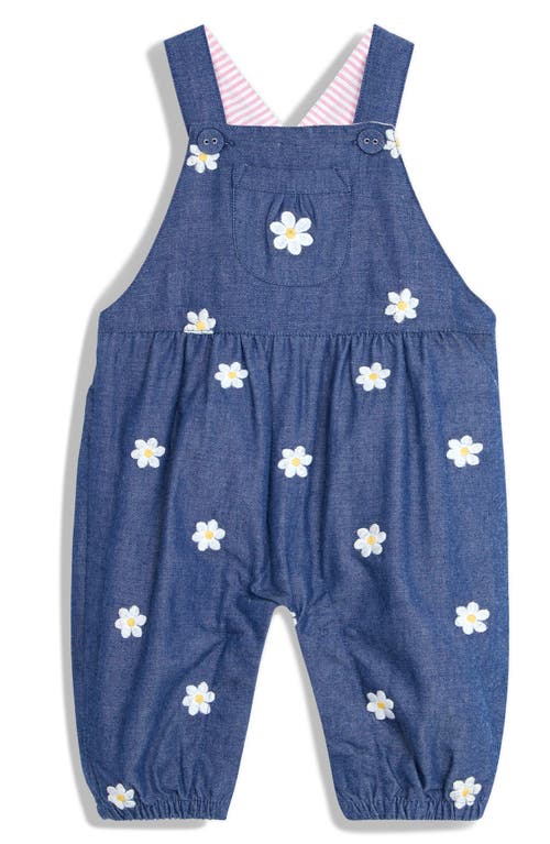 Jojo Maman Bébé Jojo Maman Bebe Daisy Embroidered Cotton Overalls In Blue