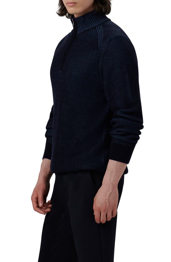 Bugatchi Quarter Zip Merino Wool Sweater In Blue