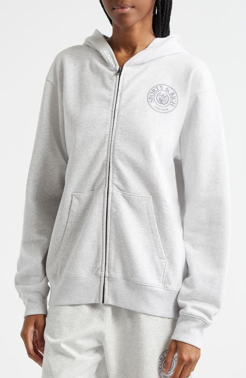 Shop Sporty And Rich Sporty & Rich Connecticut Crest Cotton Graphic Zip-up Hoodie In Heather Gray