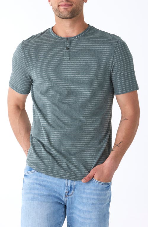 Threads 4 Thought Stripe Short Sleeve Henley In Seagrass/ecru