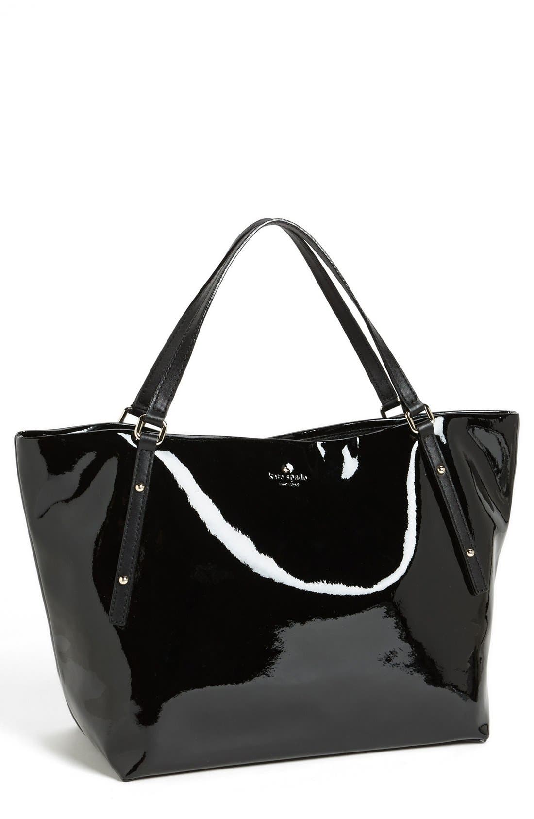 kate spade black patent leather tote