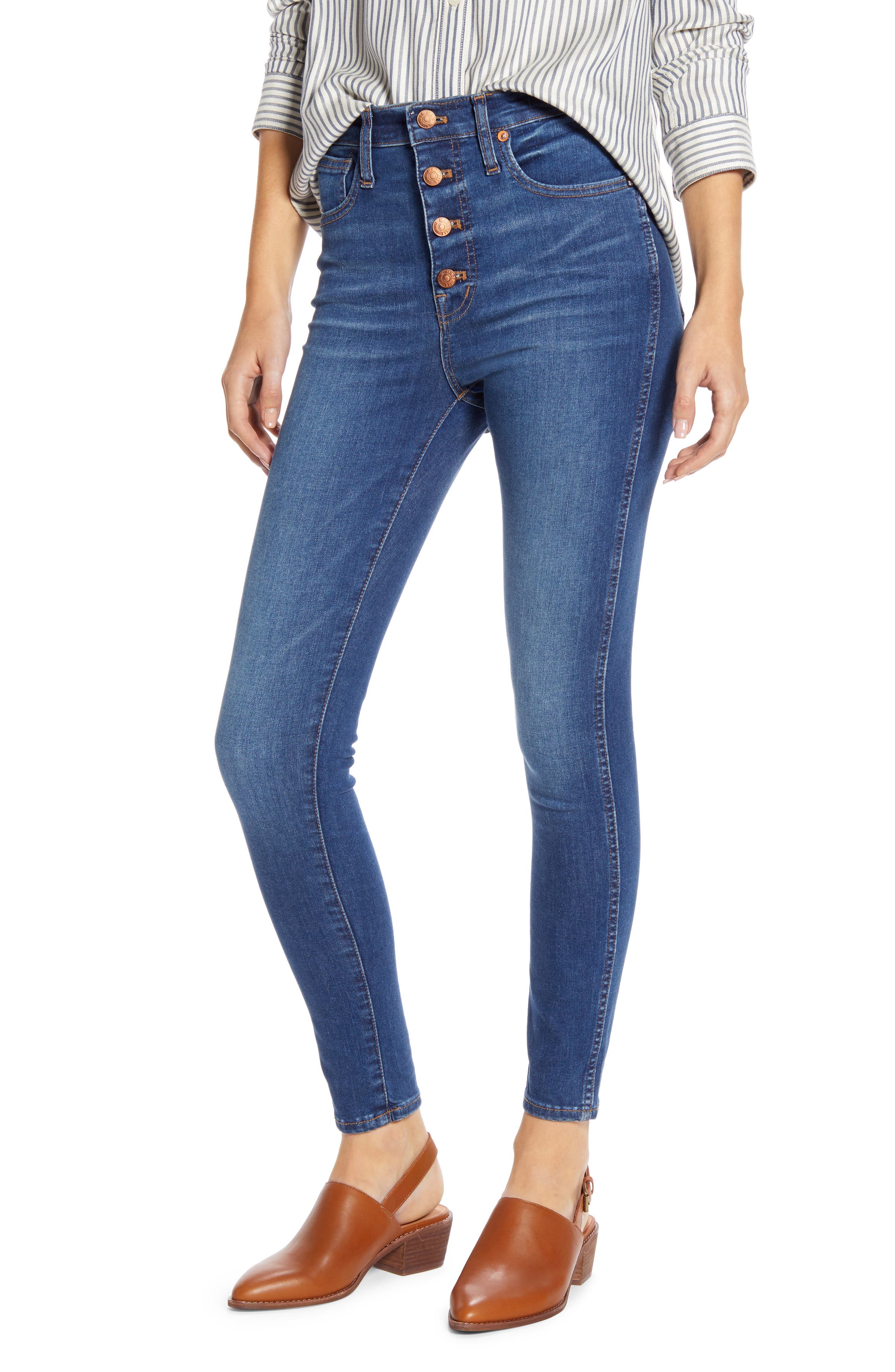 Madewell High Rise Button Front Skinny Jeans (Daventry) | Nordstrom