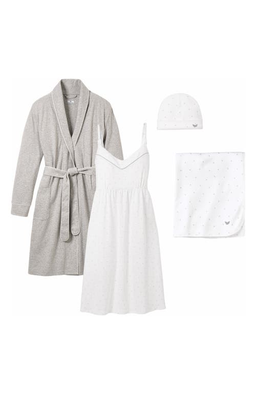 Petite Plume The Hospital Stay Maternity/Nursing Robe, Nightgown, Baby Hat & Blanket in Heather Grey at Nordstrom, Size X-Small