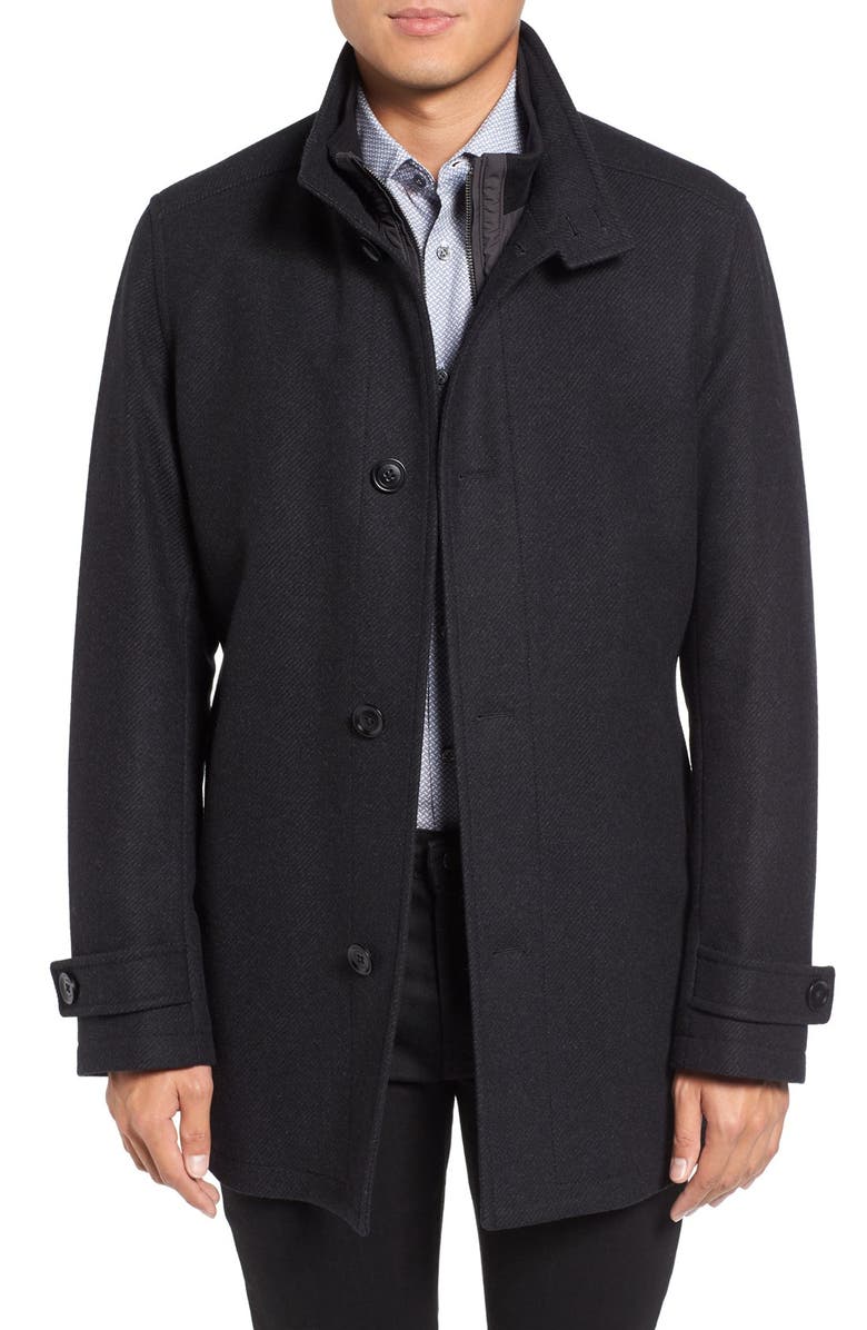 BOSS Camlow Wool Blend Twill Coat with Inset Bib | Nordstrom