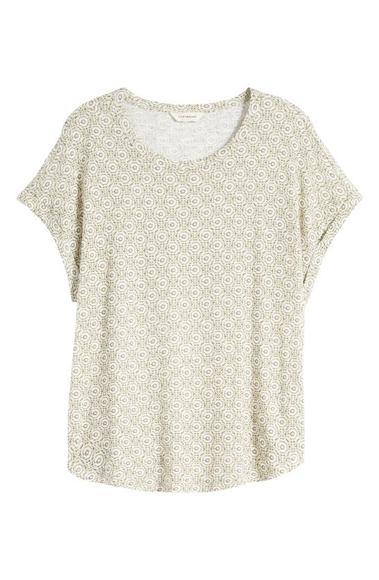 Shop Lucky Brand Abstract Floral Short Sleeve Knit Top In Green Print