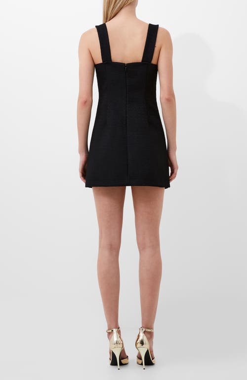 Shop French Connection Imitation Pearl Sweetheart Neck Tweed Minidress In Black