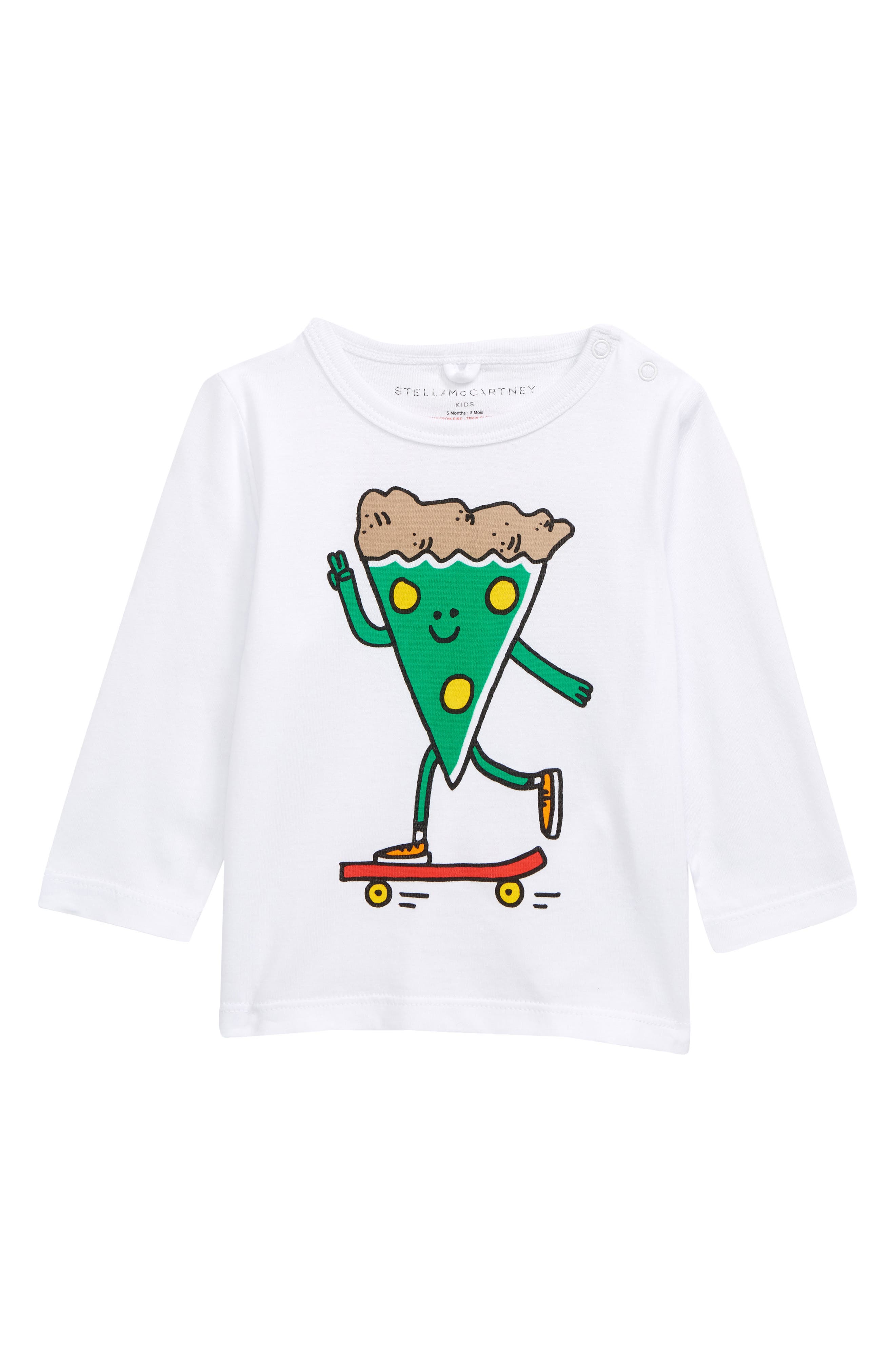 Stella McCartney Pizza Skater Organic Cotton Graphic Tee in White at Nordstrom, Size 12M Us
