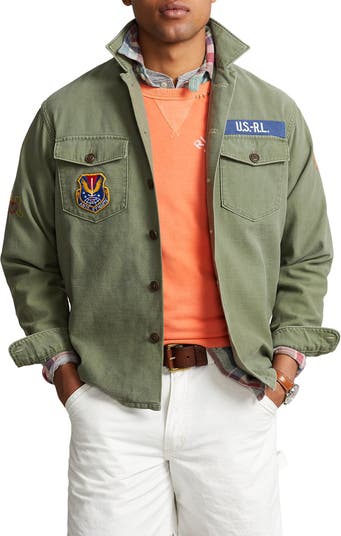 Classic Fit Peace Love Patch Embroidered Cotton Twill Jacket