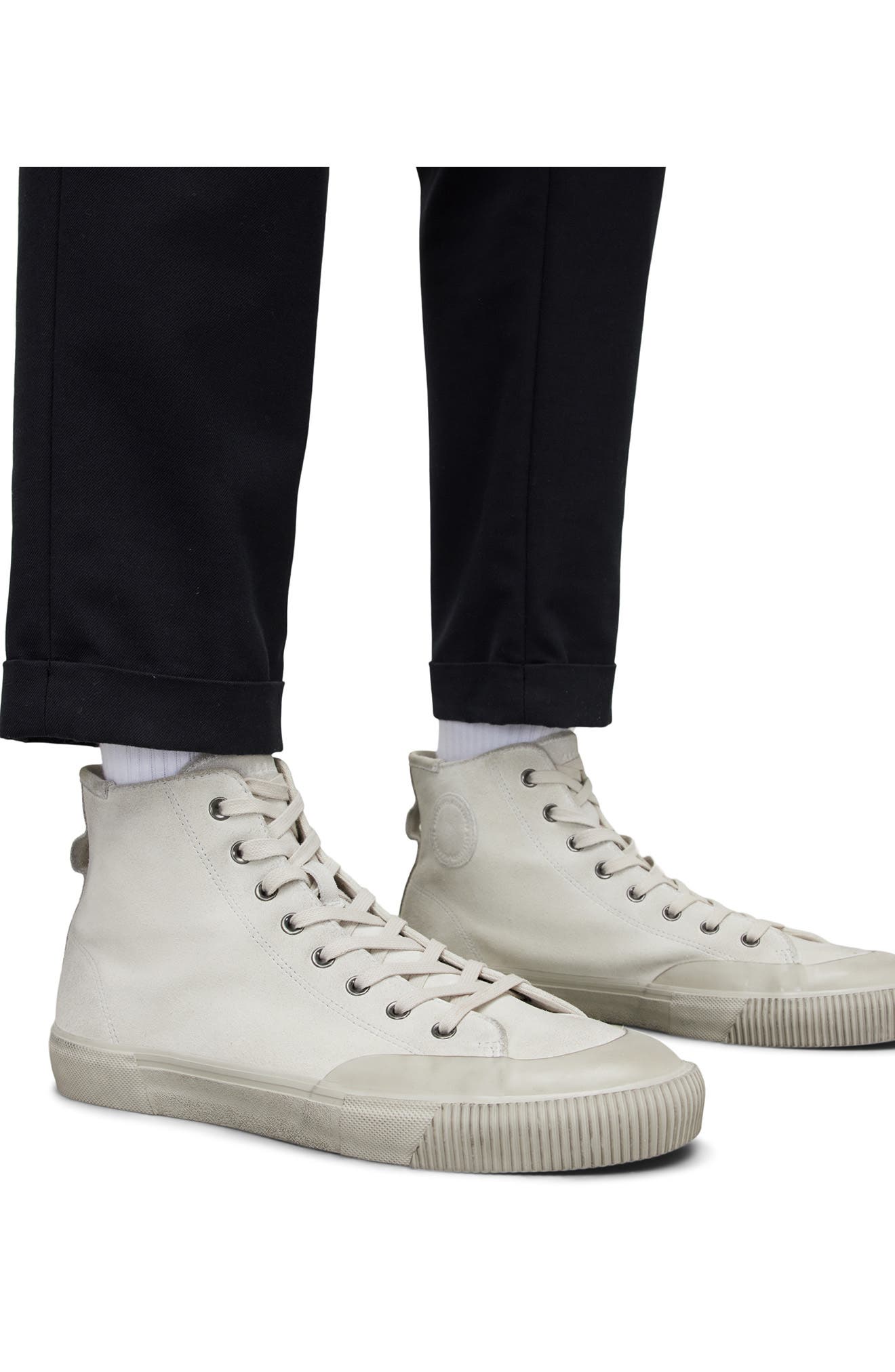 AllSaints Chalk White Leather Sneakers Hi Top Men’s Size 41 Used Allsaints Allsaints Geo Hi Top Sneakers | Grailed main image 2