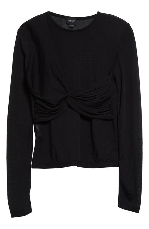 Shop Giambattista Valli Draped Cashmere & Silk Crewneck Sweater In Black