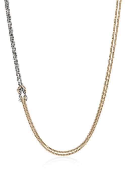 Shop John Hardy Love Knot Necklace, Gold, Sterling Silver, 1.8mm In Silver/gold