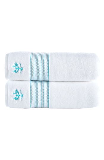 Brooks Brothers 2-piece Robe Stripe Towel Set In Sea Glass