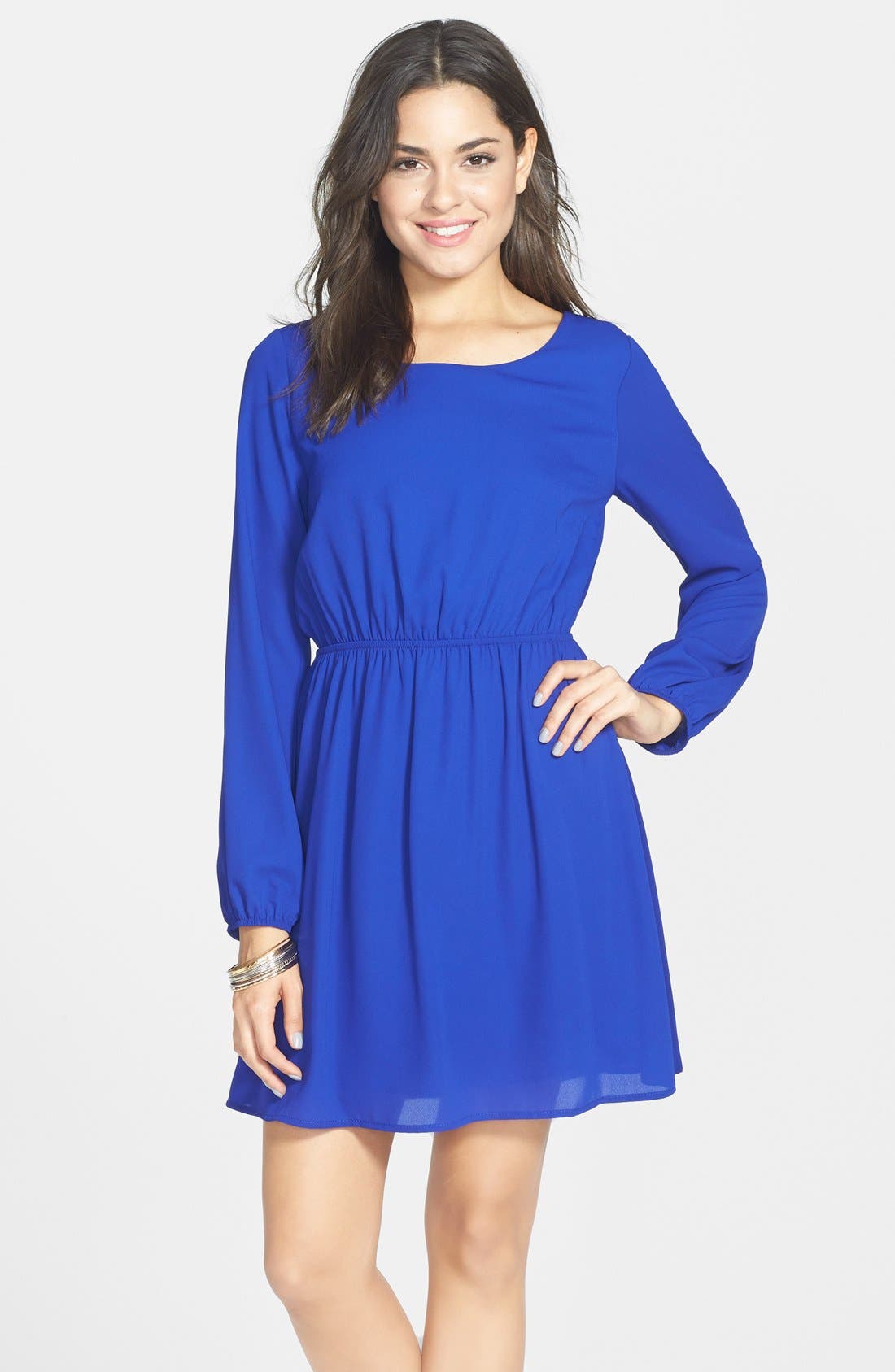 Everly Long Sleeve Skater Dress (Juniors) Nordstrom