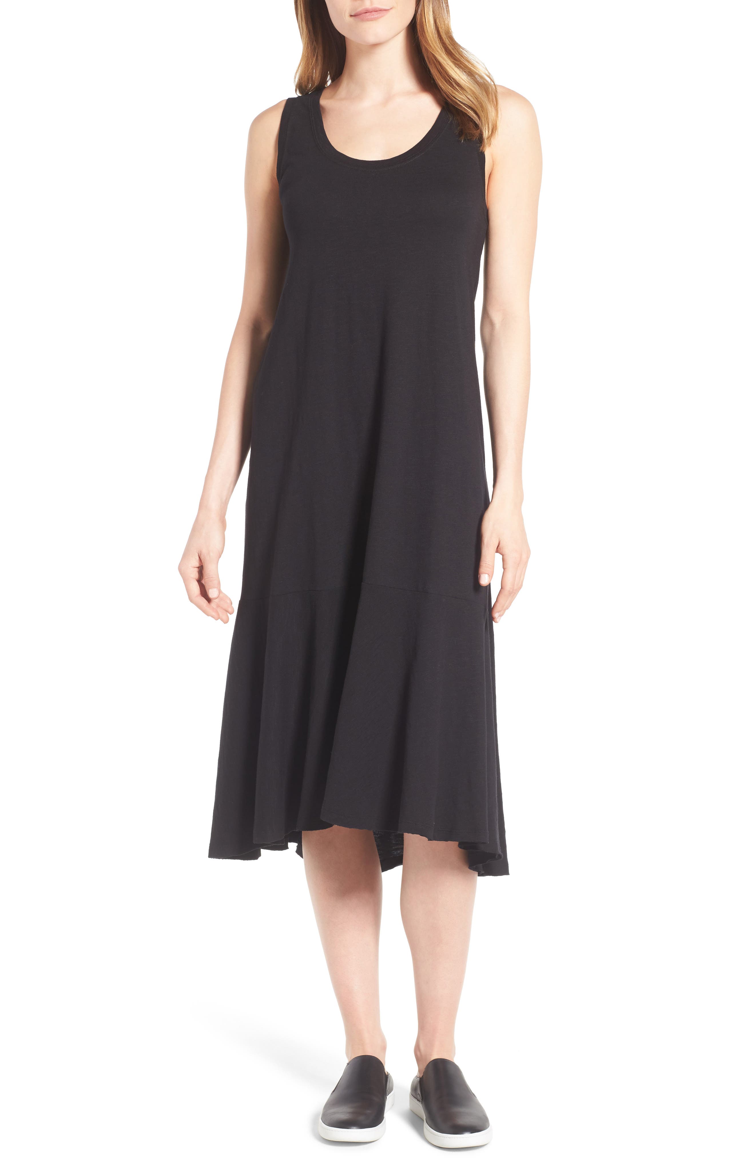 Petite Caslon Drop Waist Jersey Dress, Black