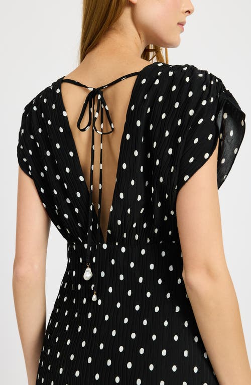 Shop En Saison Darlene Polka Dot Flutter Sleeve Dress In Black/white