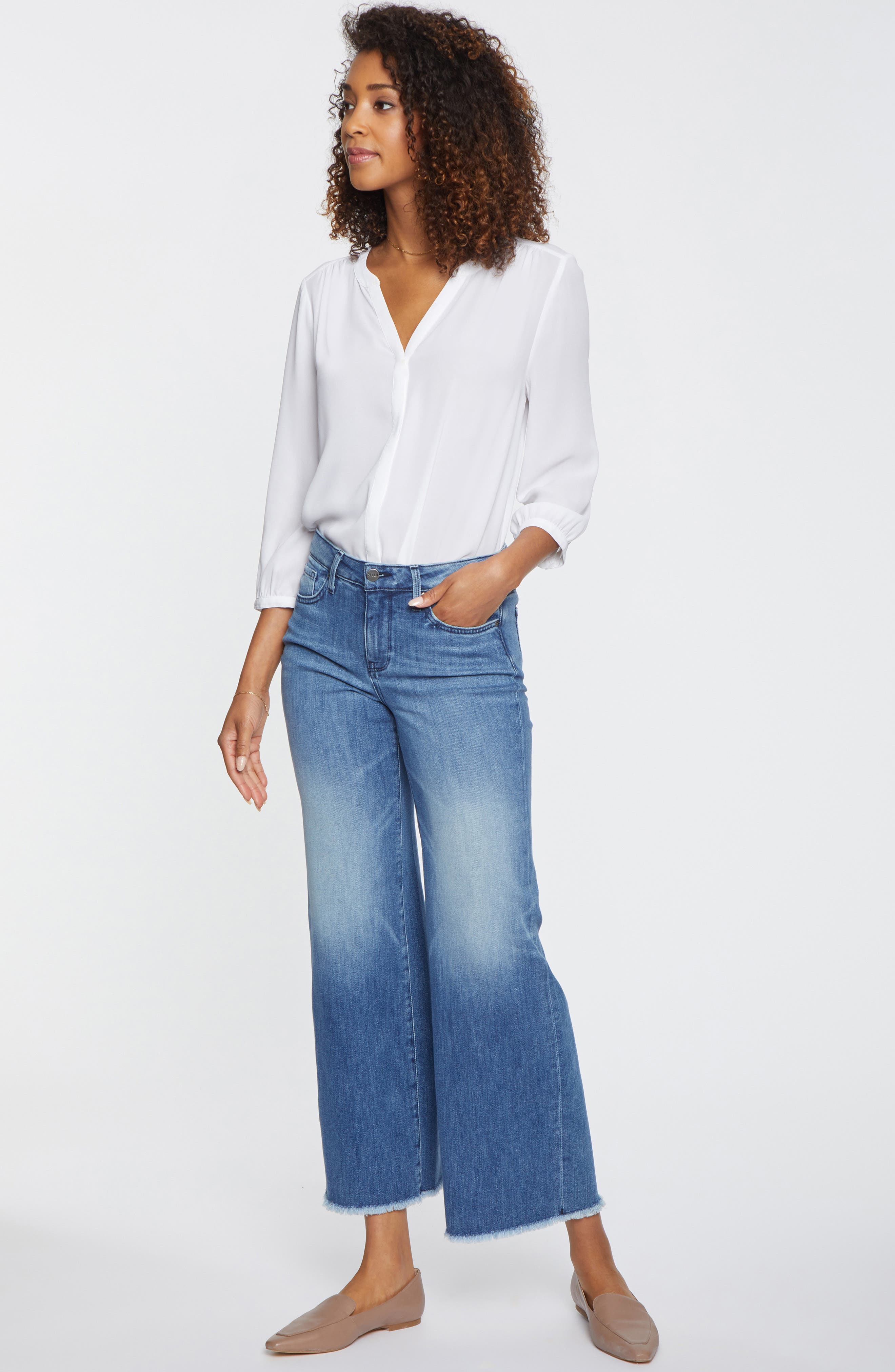 NYDJ Teresa Fray Hem Ankle Wide Leg 