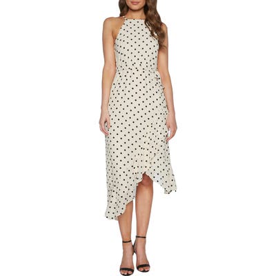 Bardot Viviana Spot Asymmetrical Midi Dress, Beige