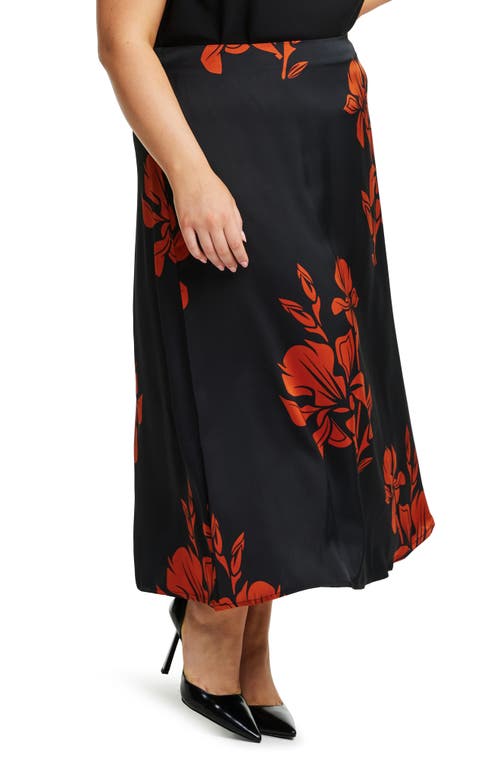 Shop Estelle Morocco Blooms Maxi Skirt In Black/orange Floral