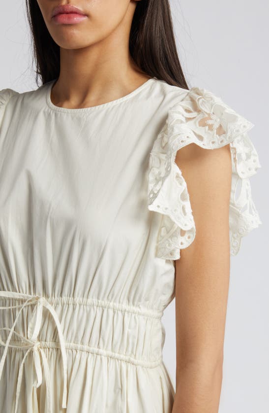 Shop Cleobella Allegra Drawstring Waist Organic Cotton Blend Midi Dress In Ivory