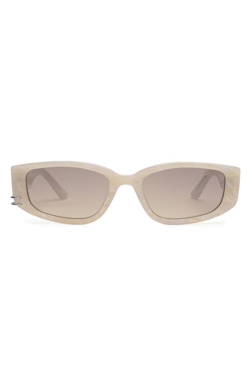 Cuffed 53mm Square Sunglasses in Limestone /Amber /Silver