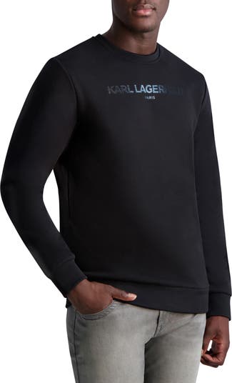 KARL LAGERFELD PARIS Designer BLACK/WHITE CREW NECK LOGO SWEATER SIZE L