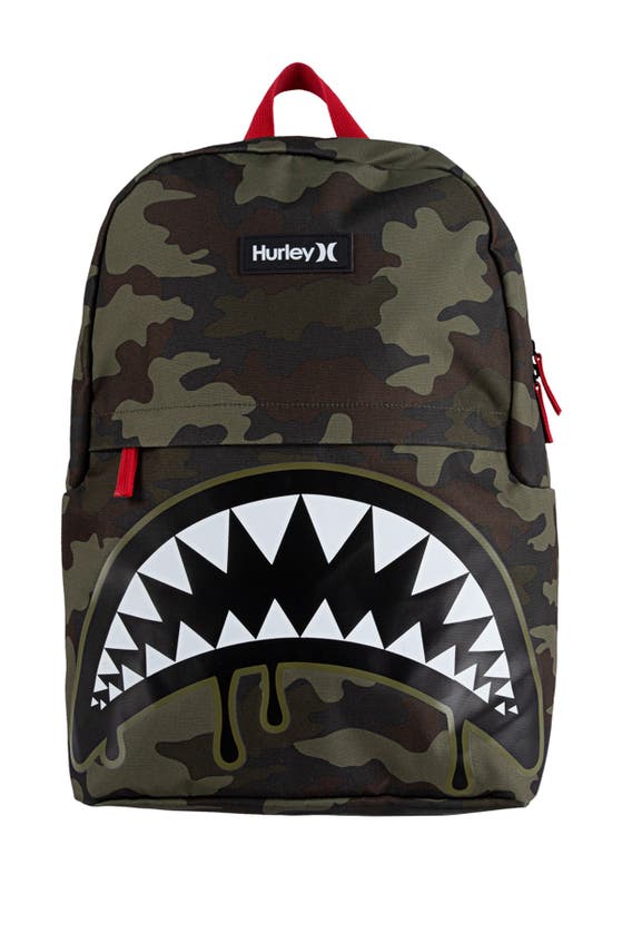 Hurley Kids' Shark Bite Backpack In Green Camo