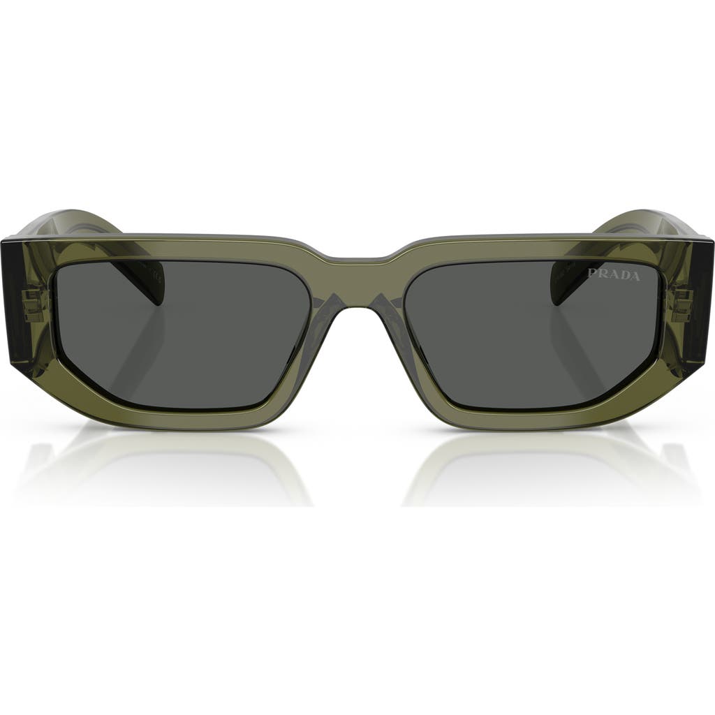 Prada 56mm Rectangular Sunglasses In Grey Green