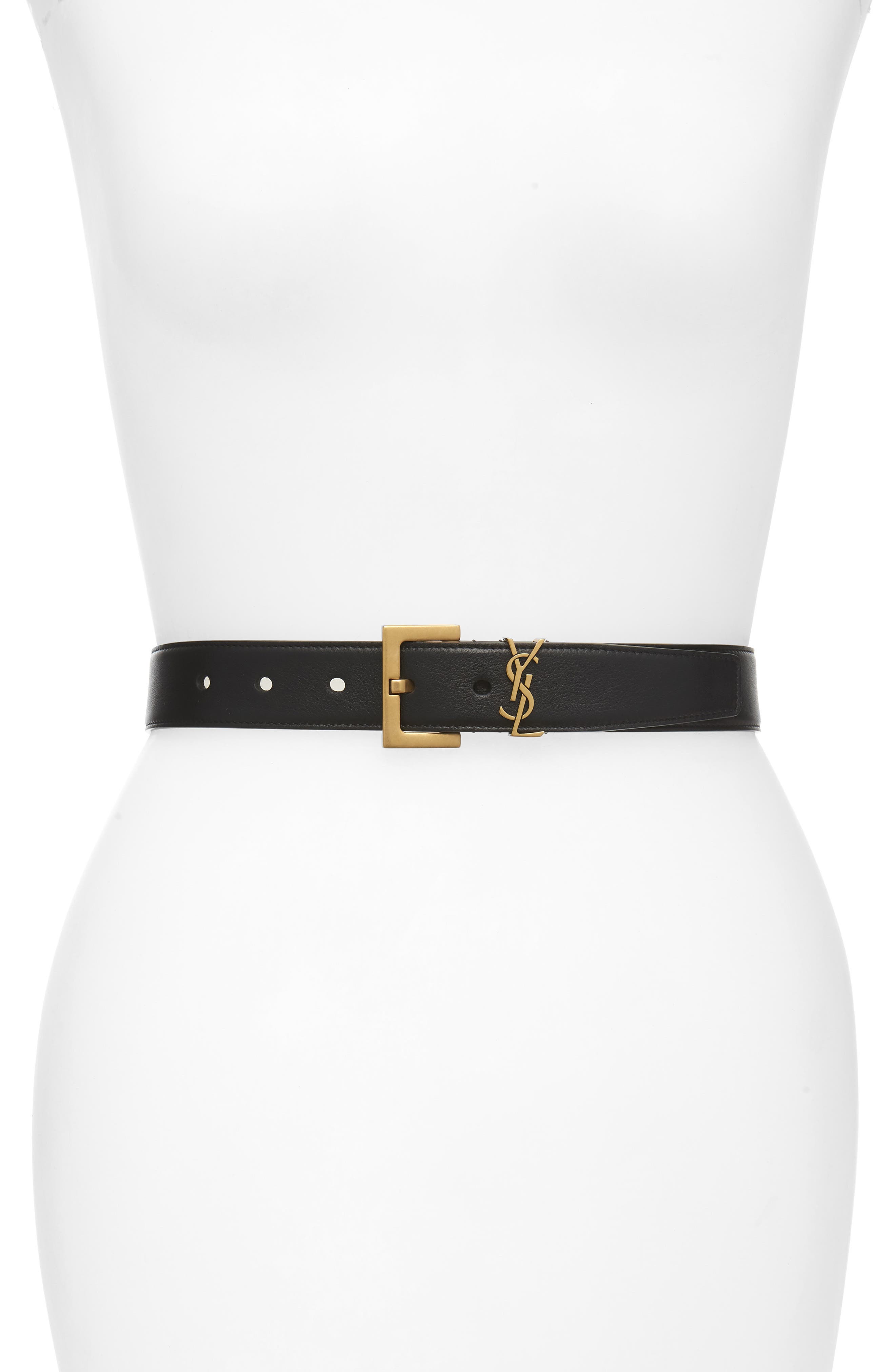 Monogram leather belt