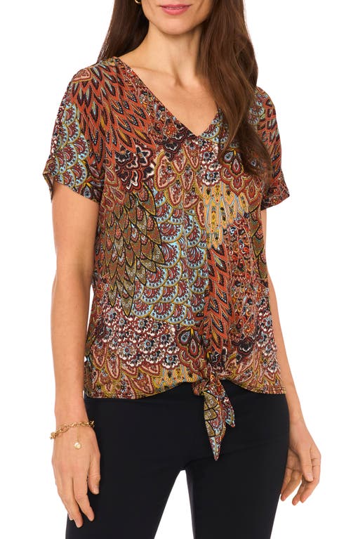 Chaus Paisley Print V-Neck Top Spice 800 at Nordstrom,
