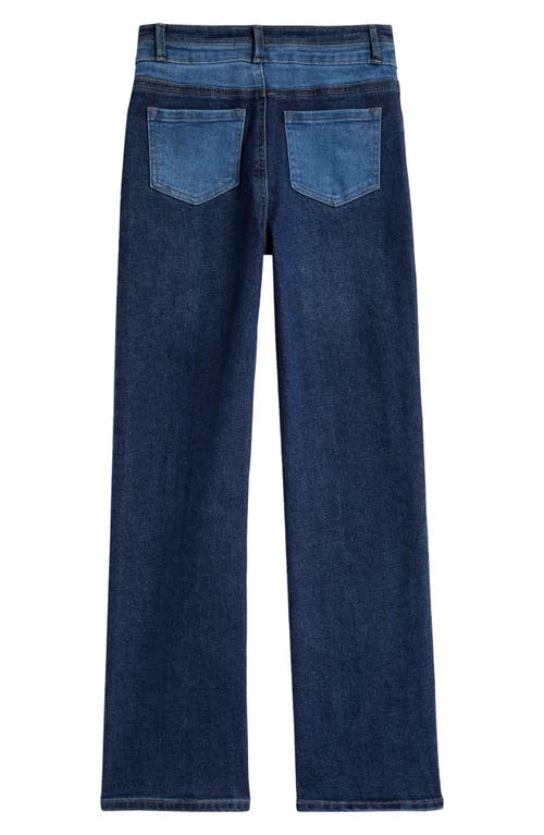 Shop Tractr Kids' Two-tone Straight Leg Jeans In Indigo