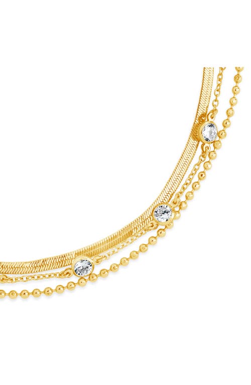 Sterling Forever Paisley Cz Layered Chain Bracelet In Gold