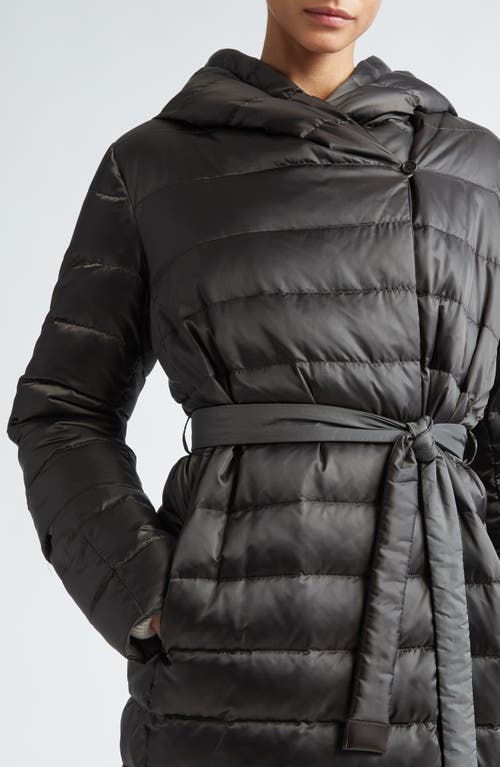 Shop Max Mara Novef Hooded Quilted Down Coat In Medium Grey