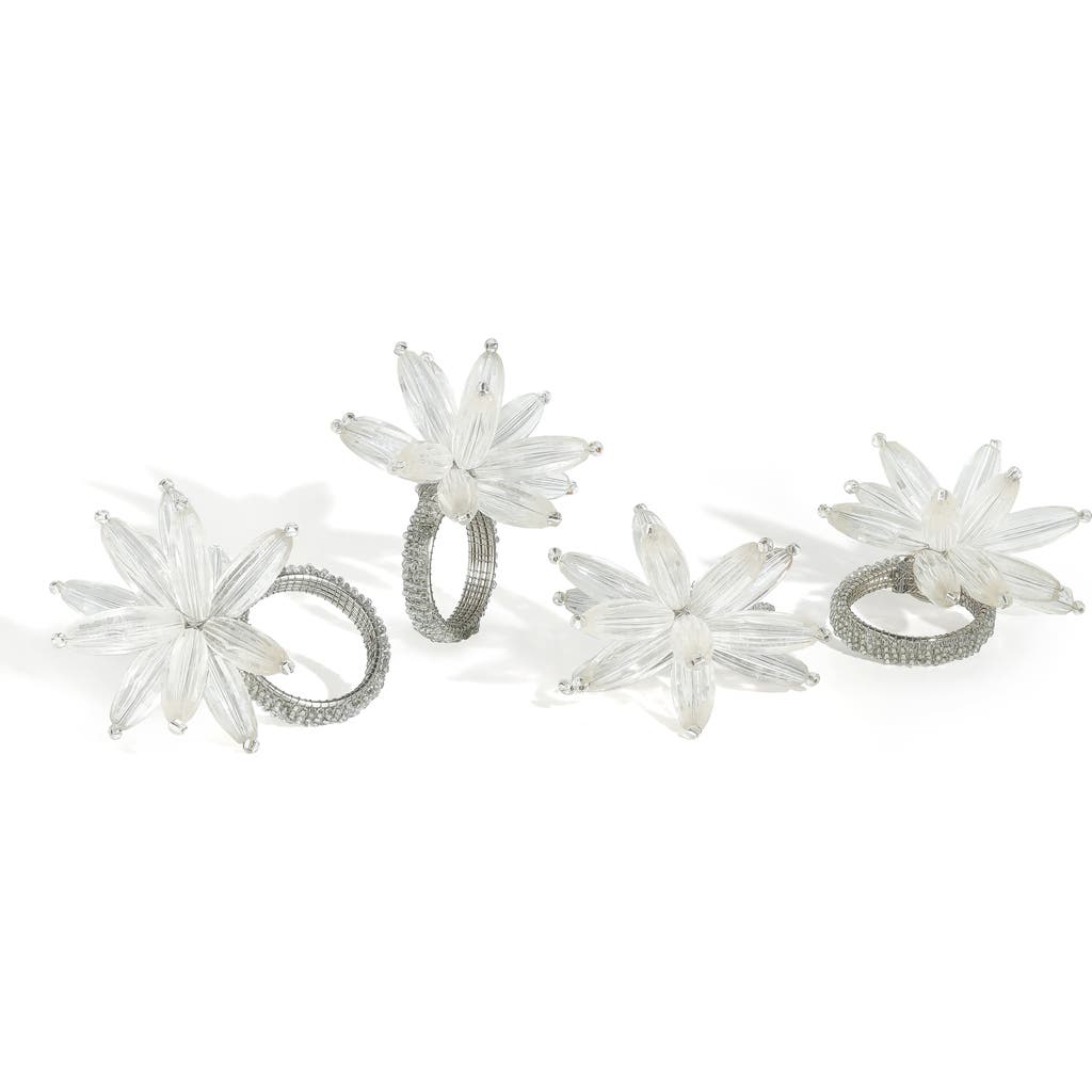 Tiramisu White Floral 4-pack Napkin Rings In Ivory