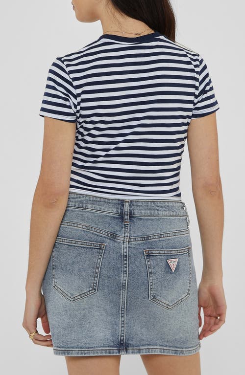 Guess Originals Go Core Stripe Baby Tee In Uniform Blue Multi