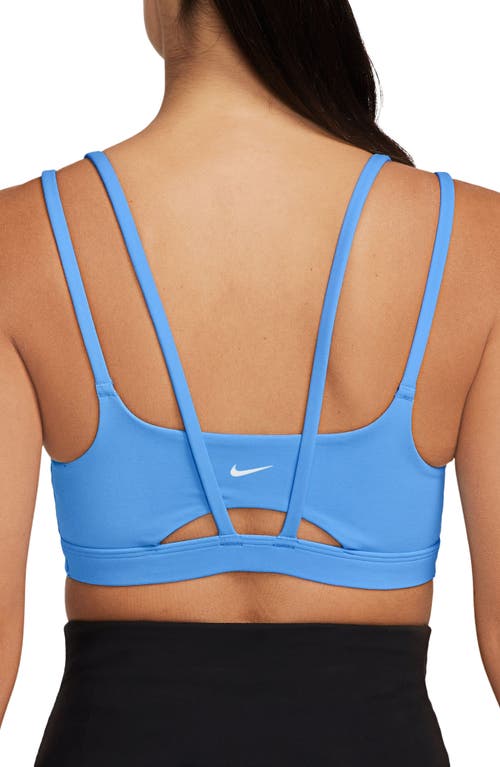 Shop Nike Dri-fit Alate Trace Sports Bra In University Blue/white