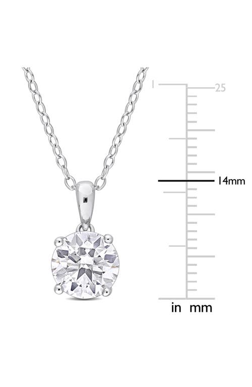 Delmar Sterling Silver Round Lab Created Moissanite Pendant Necklace In Silver