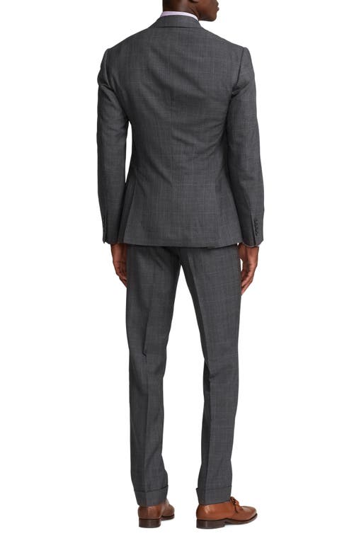 Shop Ralph Lauren Purple Label Kent Hand Tailored Grey Windowpane Check Wool Suit In Medium Grey/purple Deco