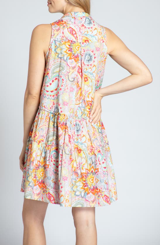 Shop Apny Print Pintuck Sleeveless Babydoll Dress In Orange Multi