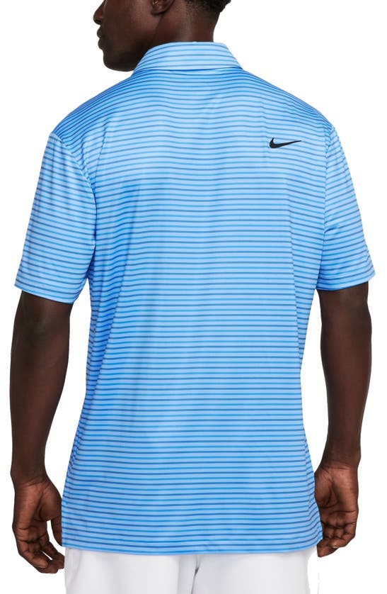 Shop Nike Dri-fit Tour Stripe Golf Polo In University Blue/ Black