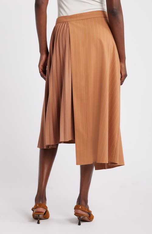 Shop Nordstrom X Harlem's Fashion Row House Of Aama Dandy Pleated Skirt In Tan- Ivory Brummell Pinstripe