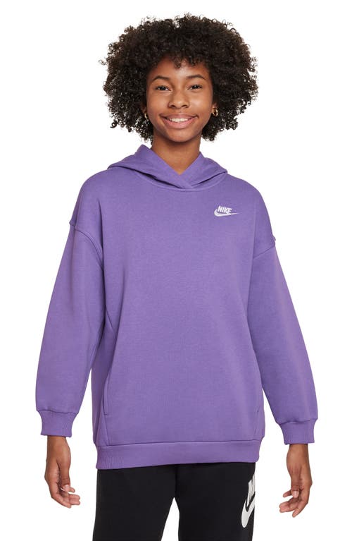 Shop Nike Kids' Sportswear Fleece Hoodie In Black Raspberry/white